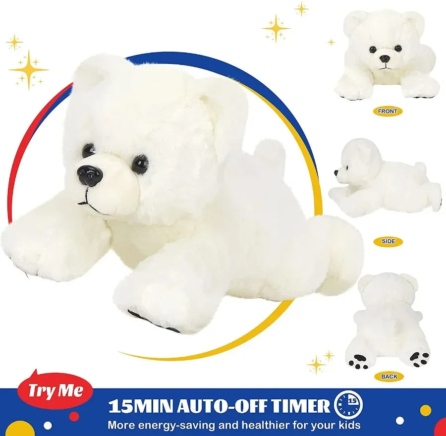 37cm Stuffed Polar Bear Plush Doll Animals LED Plush Toy Music Night Lights Glow Pillow White Bear Birthday Gift for Girls Kids