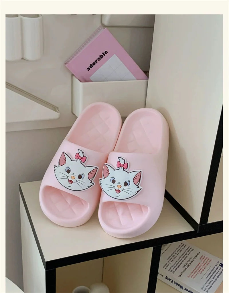 Kawaii Disney Marie Cat Slippers for Women Summer Soft-Soled Eva Slippers for Home Non-Slip Thick-Soled Sandals for Outdoor Wear