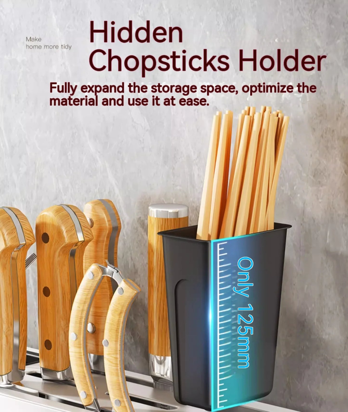 Kitchen wall mounted storage knife rack Spice rack Multi-functional storage rack Non-porous chopsticks spoon storage rack