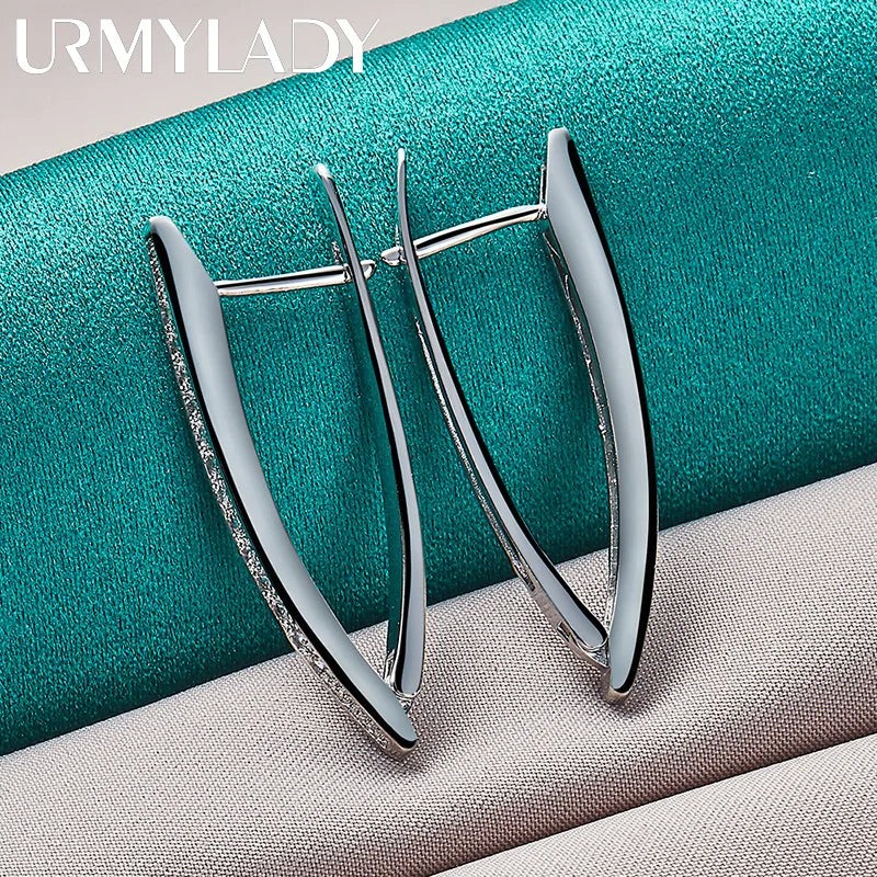 URMYLADY 925 Sterling Silver Clip AAA Zircon Earrings Ear Loops for Women Charm Wedding Fashion Engagement Jewelry