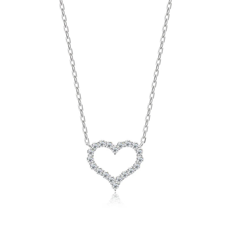 Smyoue 2CT Pass Tested Moissanite Heart Necklace for Women S925 Silver Plated Platinum Simulated Diamonds Pendant Birthday Gift