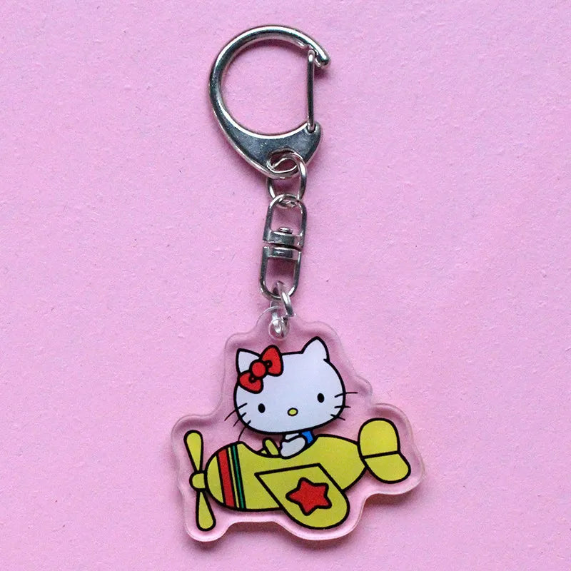 Hello Kitty Acrylic Keychain Accessories Sanrio Anime Figures Key Chain Pendant Cartoon Cosplay Chains Keyring Accessoried Gifts