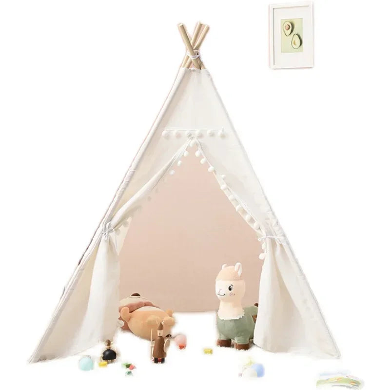 1.6M Portable Children Tents Tipi Play House Kids Cotton Canvas Indian Play Tent Wigwam Child Beach Teepee Party Room Decor