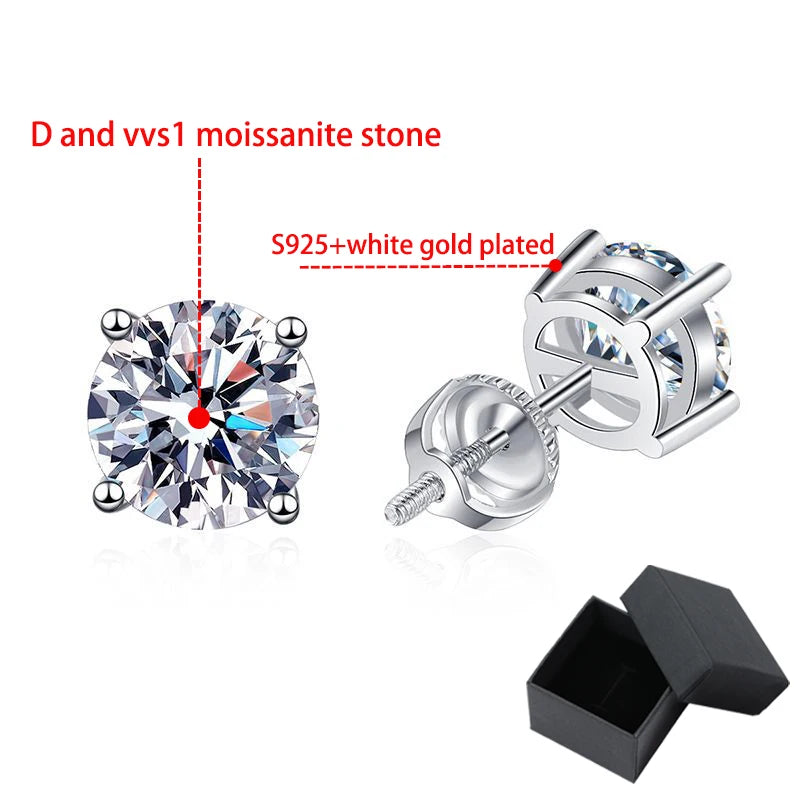 Smyoue White Gold Plated 1-4ct Moissanite Earring Studs for Women 4 Claws Brilliant Halo Lab Diamond Jewelry S925 Solid Silver