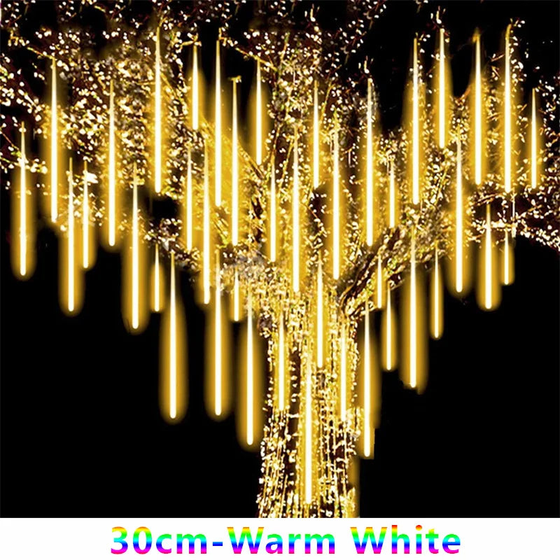 LED Meteor Shower Rain String Lights Waterproof Garden Light 8 Tubes Christmas Tree Holiday Party Wedding Holiday Decoration