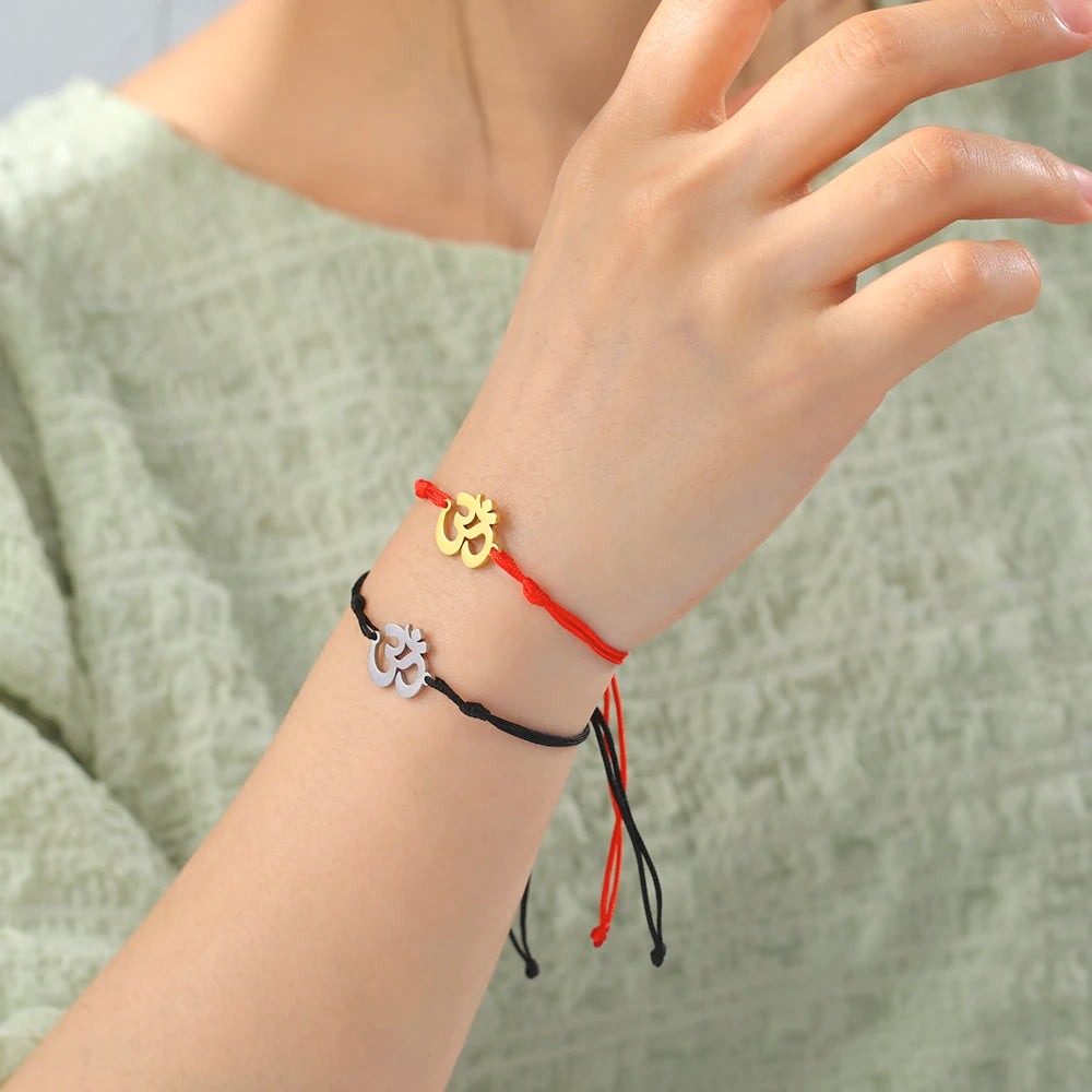 Dawapara OM Aum Symbol Adjustable Bracelet Chakra Hindu Yoga Spiritual Charm Lucky Amulet Stainless Steel Jewelry