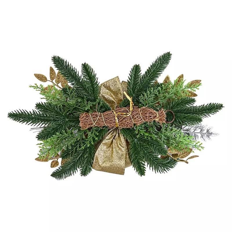 Christmas Swag Wreath Pendants LED Lights Staircase Wreath Ornament Swag Trim Garland Door Window Decoration Party Supplies