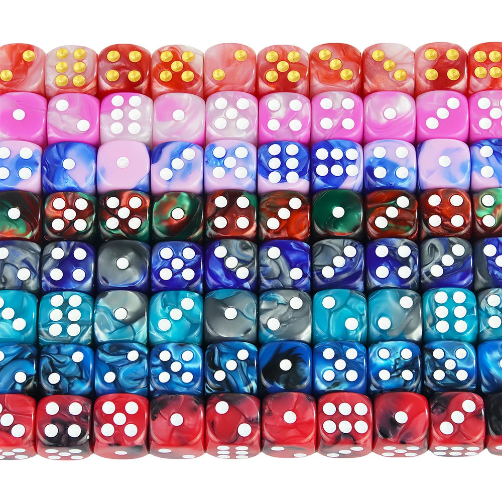 Premium Quality Pip D6 Dice Set for Table Board Gaming - 12mm Mixed Color, Pack of 10