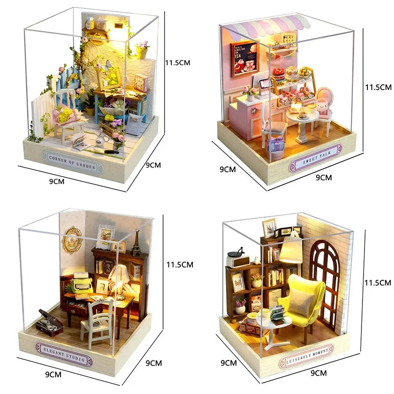 Mini Miniature Doll House DIY Small House Kit Making Room Toys Wooden Craft Home Bedroom Decorations with Furniture Dollhouse