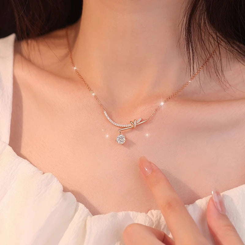 D Color 1CT Real Moissanite Necklaces for Women 100% 925 Sterling Silver Elegant Luxury Diamond Pendant Necklace Fine Jewelry