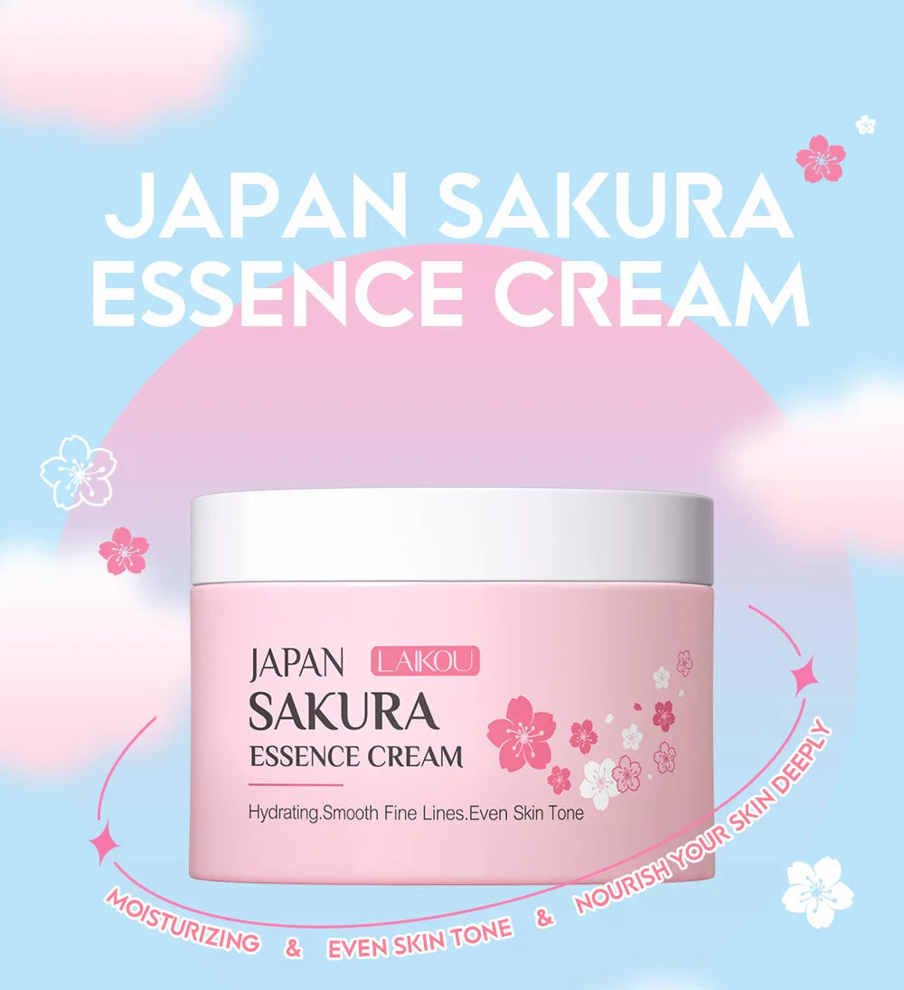 LAIKOU Sakura Essence Cream Anti Wrinkle Anti Aging Moist Nourishing Serum Facial Cream Skin Care Wrinkle Firming