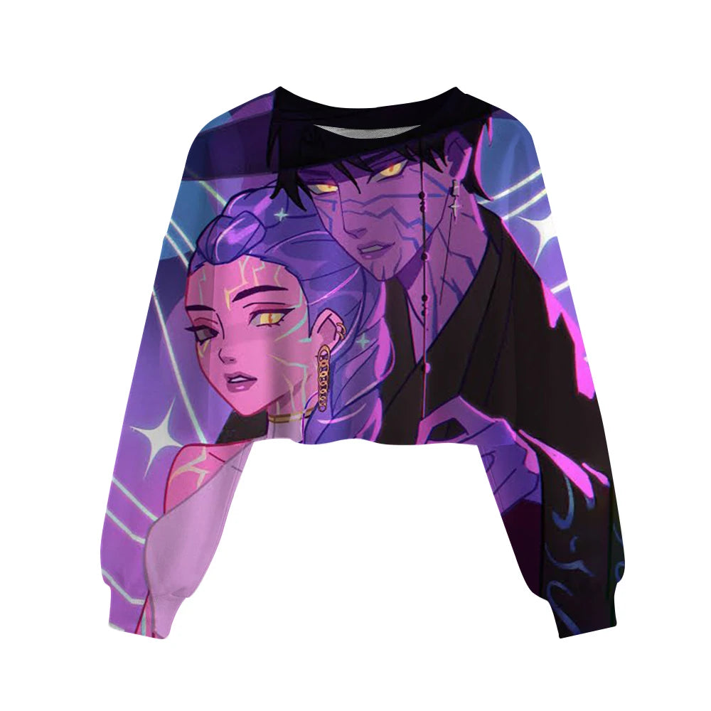 Casual Girls Movie Fans Gift Crop Hoodie Manga Kids Huntrix Kpop Demon Hunters Children's Sweatshirt Cute Tiger Hoody