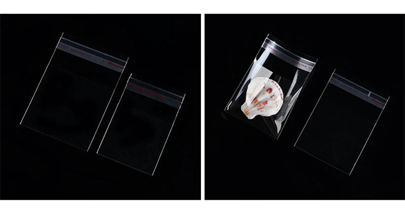 TETP 200Pcs Long Clear Self Adhesive Bags For Bracelet Necklace Pencil Jewelry Gifts Accessories Packaging Storage Plastic Bag