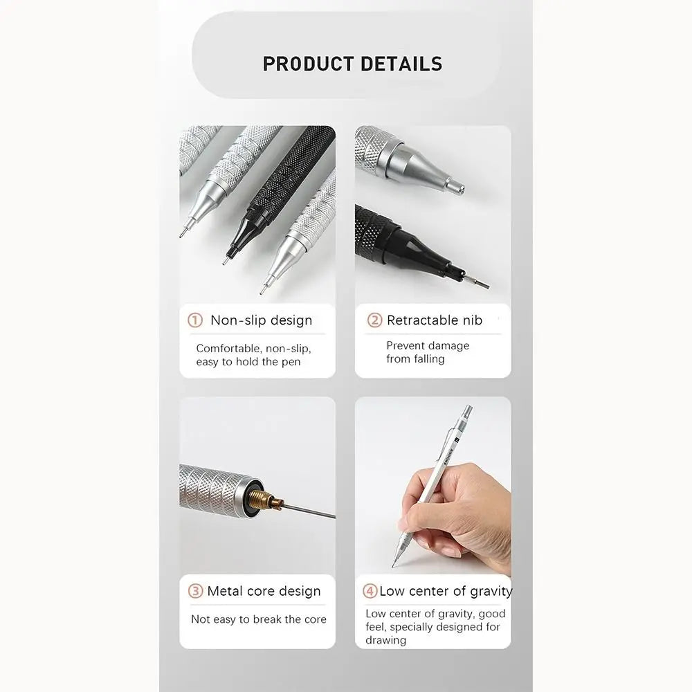 Metal Low Gravity Automatic Pencil 0.3/0.5/0.7/0.9/2.0mm Drawing Writing Tool Sketch Comics Design Mechanical Pencil