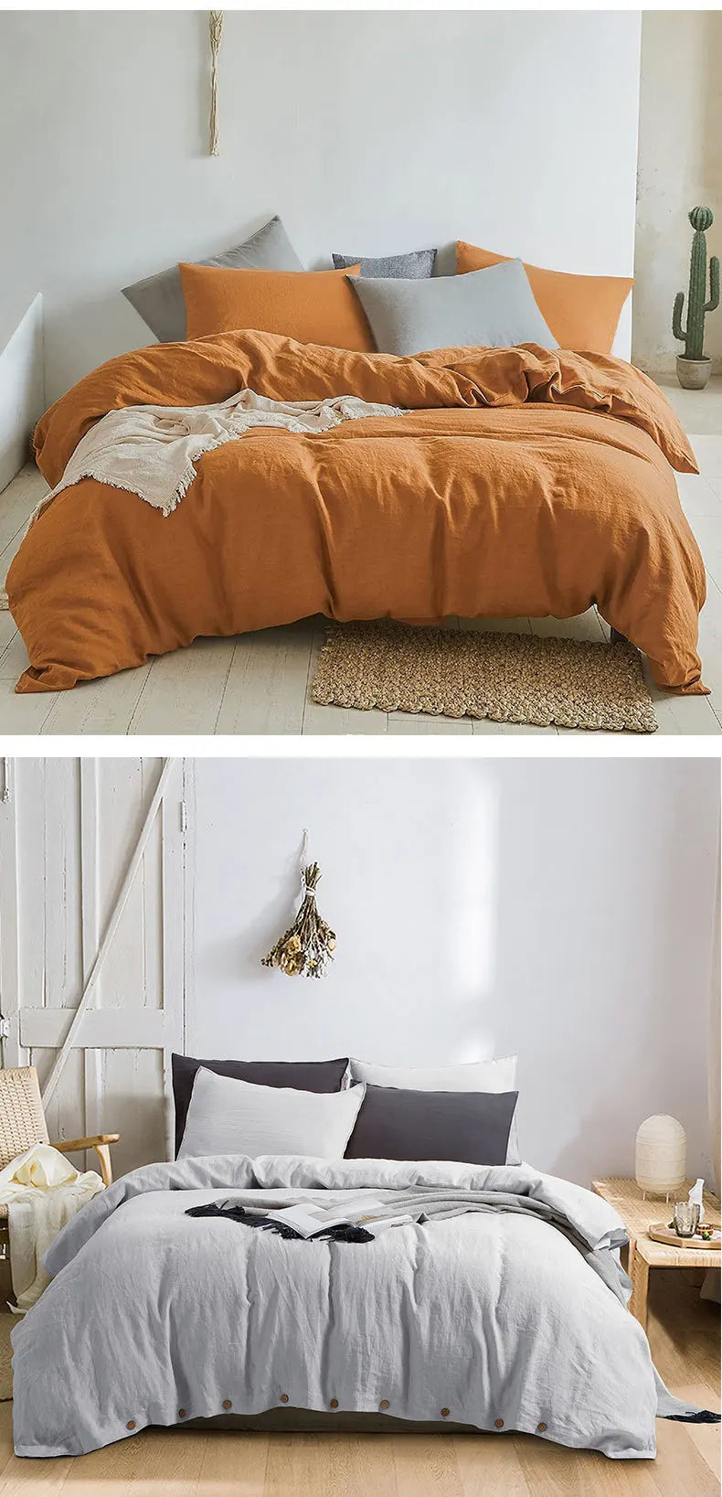 Custom Solid Color Summer Cool 4 Piece Bed Sheet and Duvet Set Nordic white bedding For Hotel Naked Sleeping Han Linen 4 PCS Set