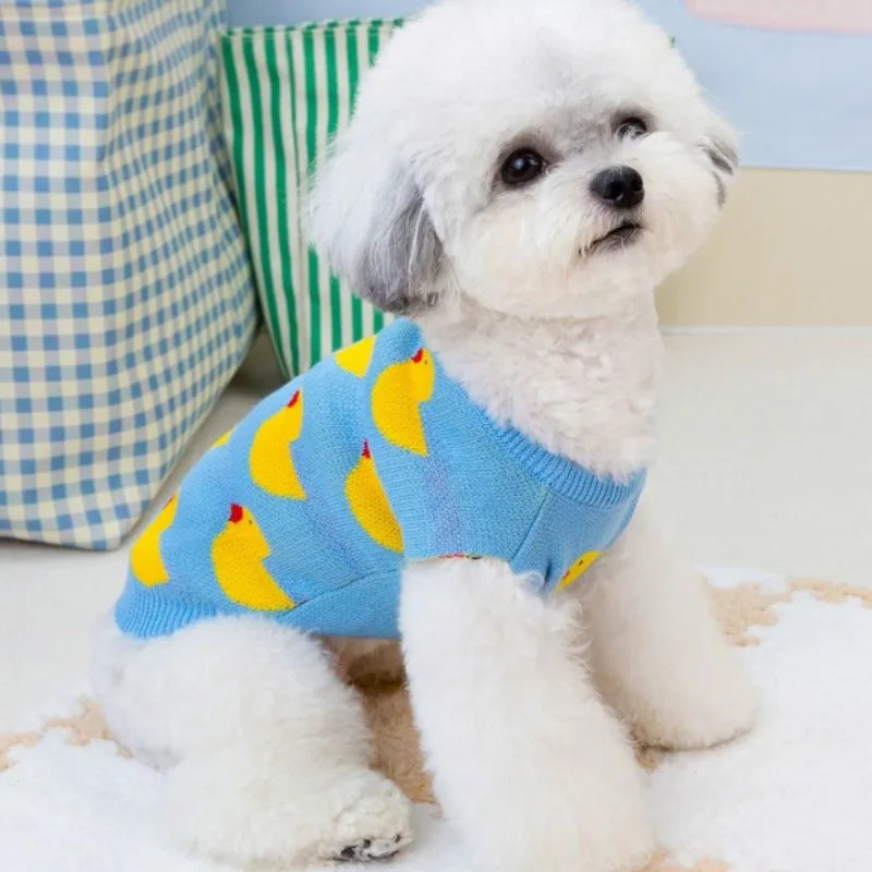 Fashion New Pet Dog Sweater for French Bulldog Korea Style Duck Pattern Cute Pet Dog Sweaters for Puppy Winter Puppy Clothes
