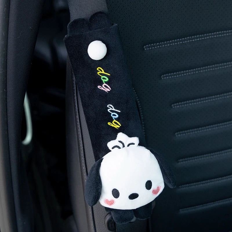 Cute Pochacco Headrest Seat Belt Cover For Car Seat Lovely Japanese Style Car Decoration Back Cushion Tissue Box Cover Gifts