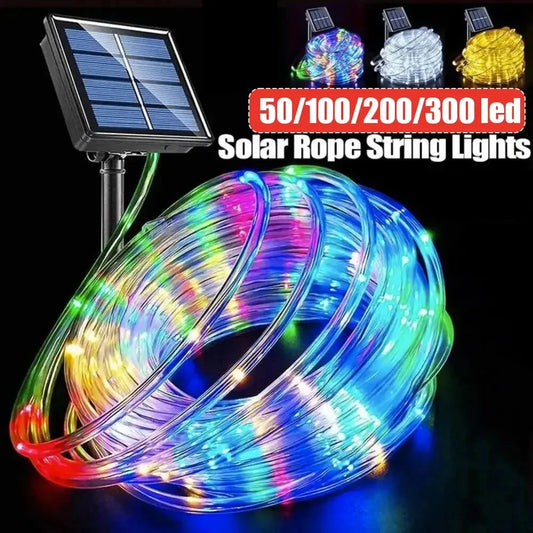 7M/12M/22M/32m Outdoor Solar Tube Rope Led Light Garden Christmas Decoration Fairy String Light Outdoor Wedding Party Led Lamp