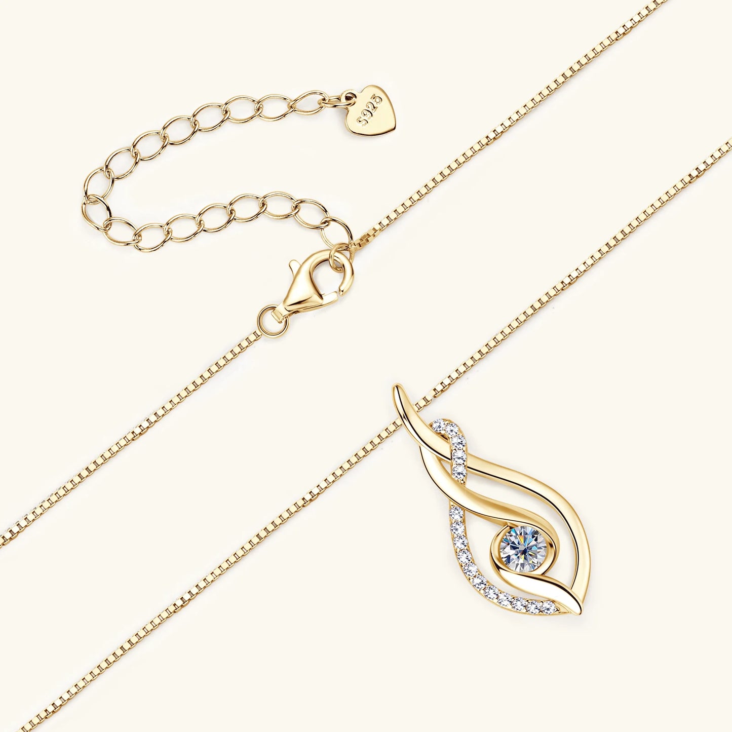 Real Full Moissanite Necklace for Women Twisted Pendant Choker Chain 925 Silver Yellow Gold Color Fine Jewelry with Certificate