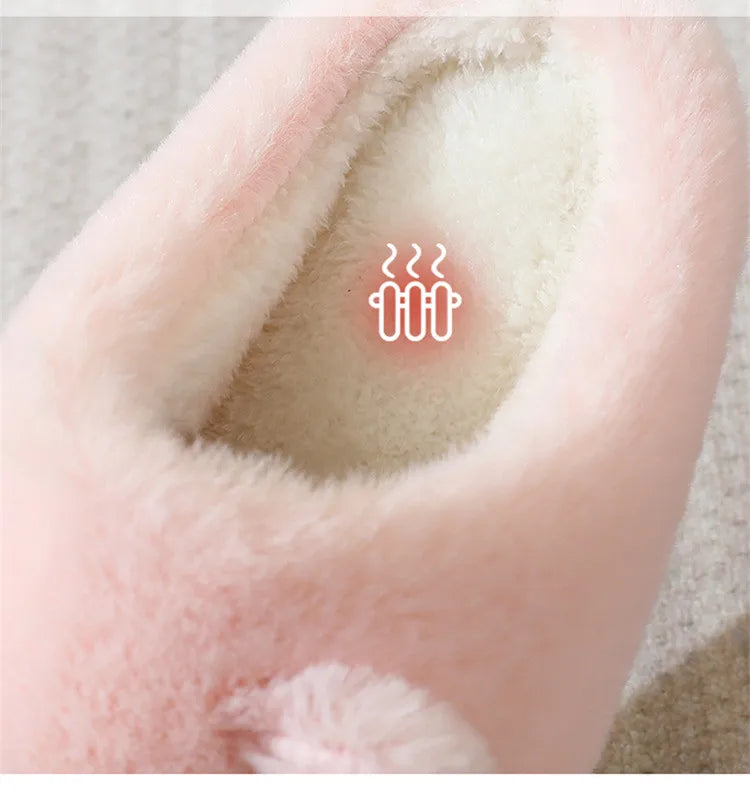 New Winter Women Lovely Cat Plush Slippers Warm Shoes Slides Cute Cartoon Cat Fuzzy Slippers Men Soft Footwear Home Cotton Shoes