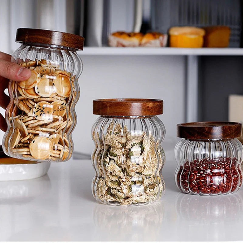 Glass Jars With Lids Container for Cereals Mason Jar Sugar and Tea Cans Storage Containers Hermetic Pots for Food Airtight Lid