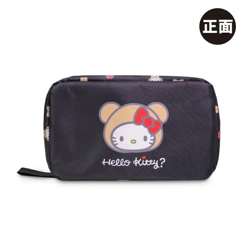 Sanrio Hello Kitty Portable Large Capacity Hangable Cartoon Fold Cosmetic Storage Bag Wall Handbag A Birthday Gifts for Girls