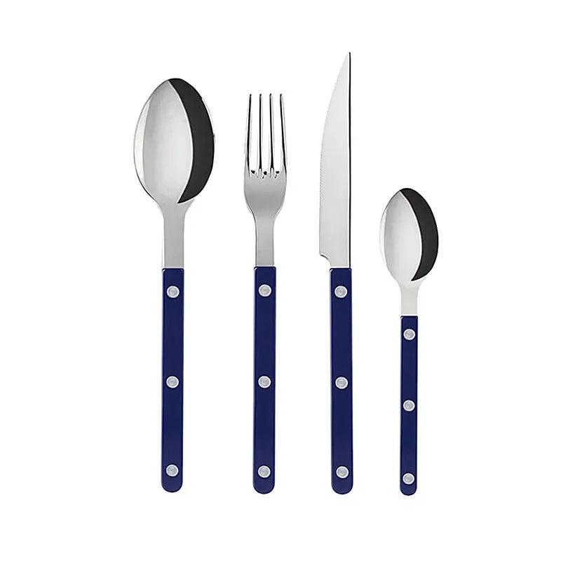 304 Stainless steel western tableware light luxury rivet handle household steak knife and fork dessert fork and spoon set