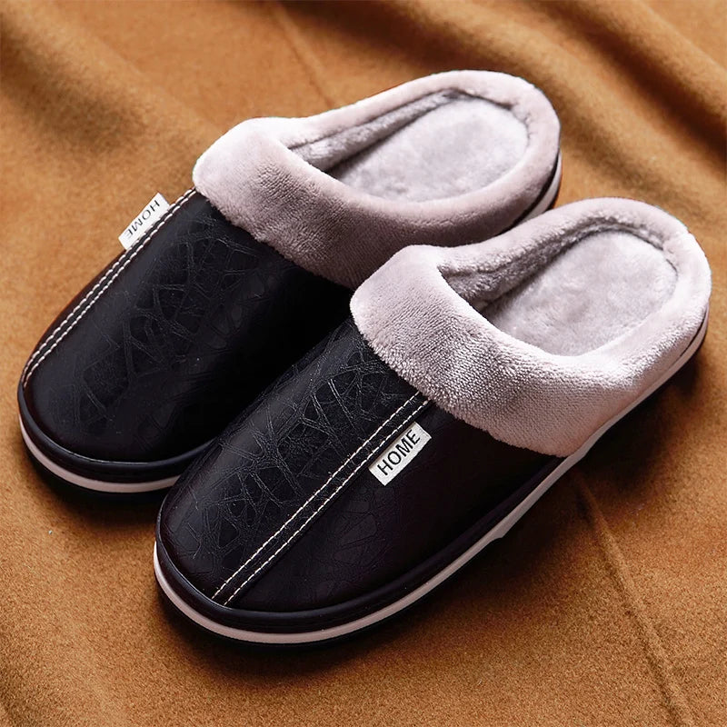 Water Repellent Home Slippers Soft Cozy House Slippers Anti-skid Slip-on Shoes Indoor For Men Winter Shoes