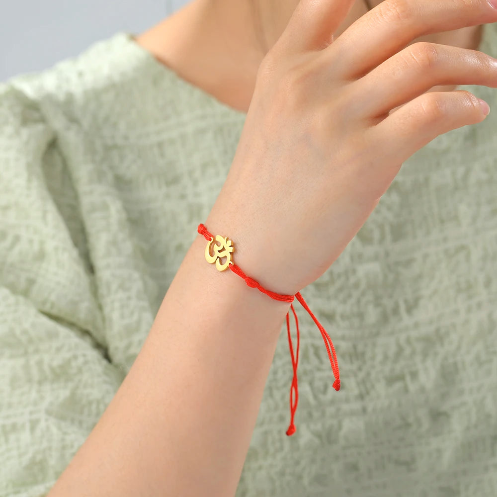 Dawapara OM Aum Symbol Adjustable Bracelet Chakra Hindu Yoga Spiritual Charm Lucky Amulet Stainless Steel Jewelry