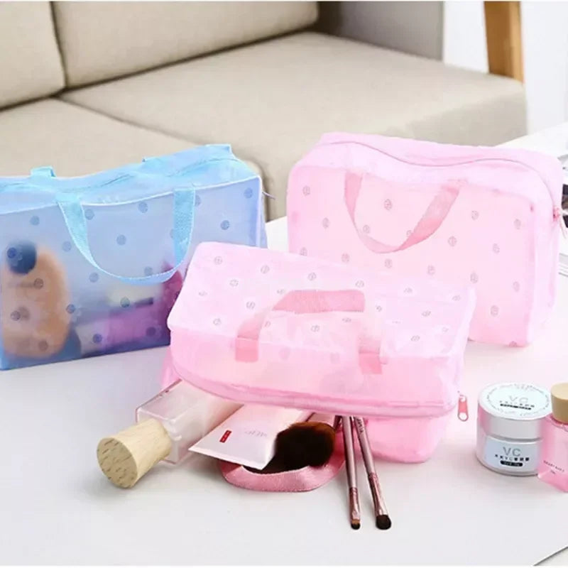 Transparent Waterproof PVC Cosmetic Storage Bag Multicolour Women Organizer for Makeup Pouch Compression Travelling Bath Bags