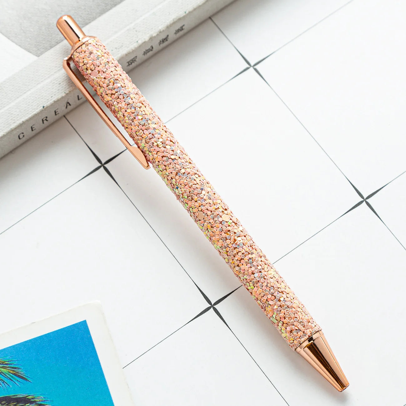 Lytwtw's-Rhinestone Roller Ballpoint Pen Luxury Cute Wedding Rose Gold Metal Stationery School Office Supply Spinning 4 Pieces