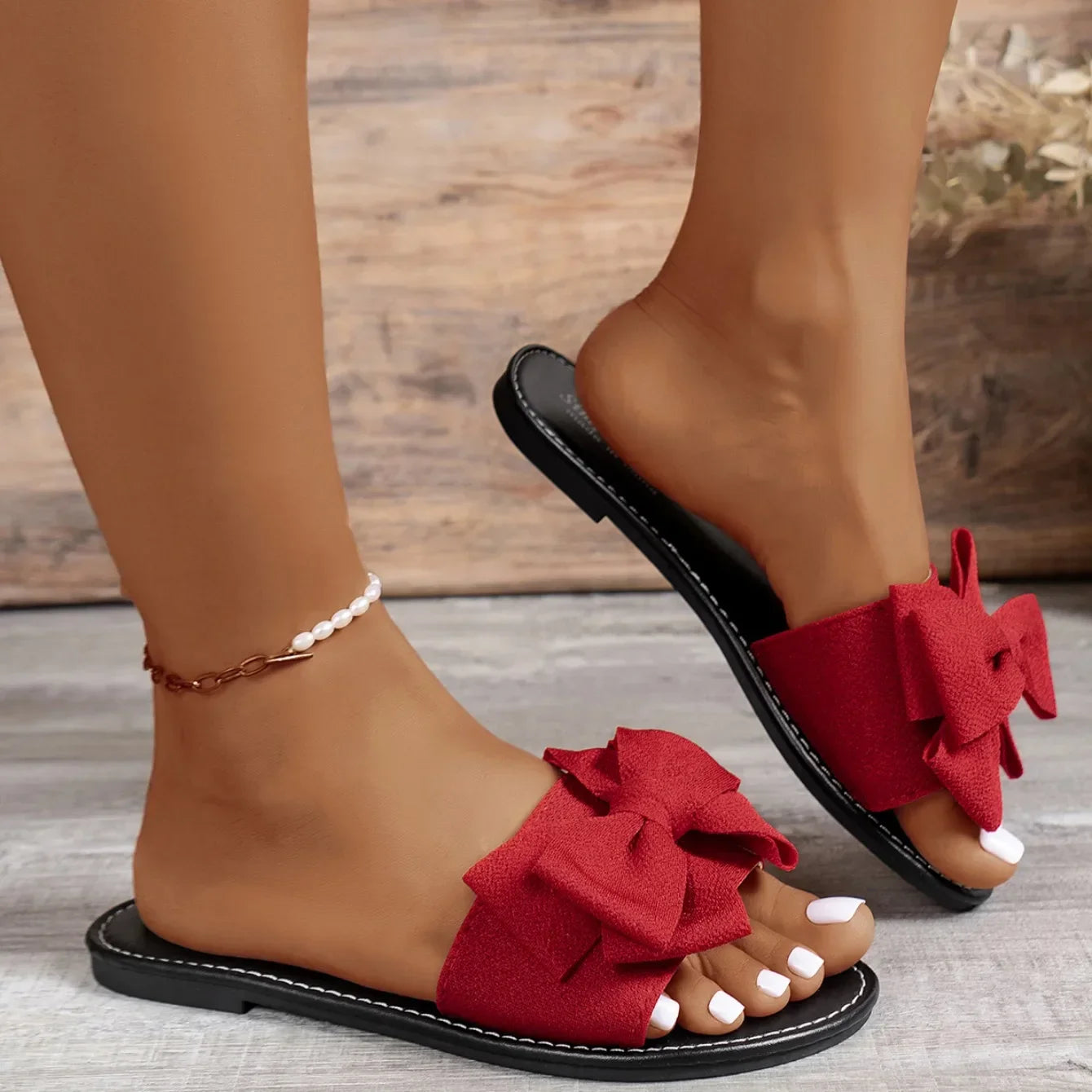 Women Flats Slippers Summer Fashion Bow Tie Sandals Shoes for Women Flat Casual Beach Slippers Slides Women Zapatos De Mujer