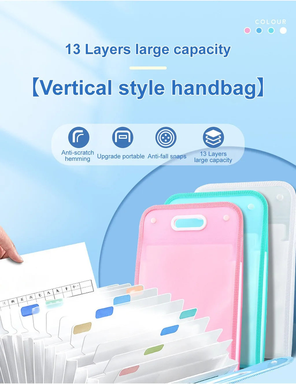 1PCS Portable Storage Bag Folder Multi-Layer Large Capacity Organ Bag Test Paper Holder Study and Office Supplies