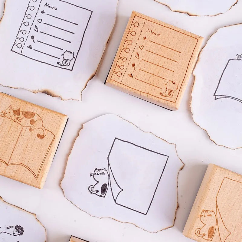 Cat Animals Wooden Rubber Stamps for Card Making Scrapbooking and Crafts