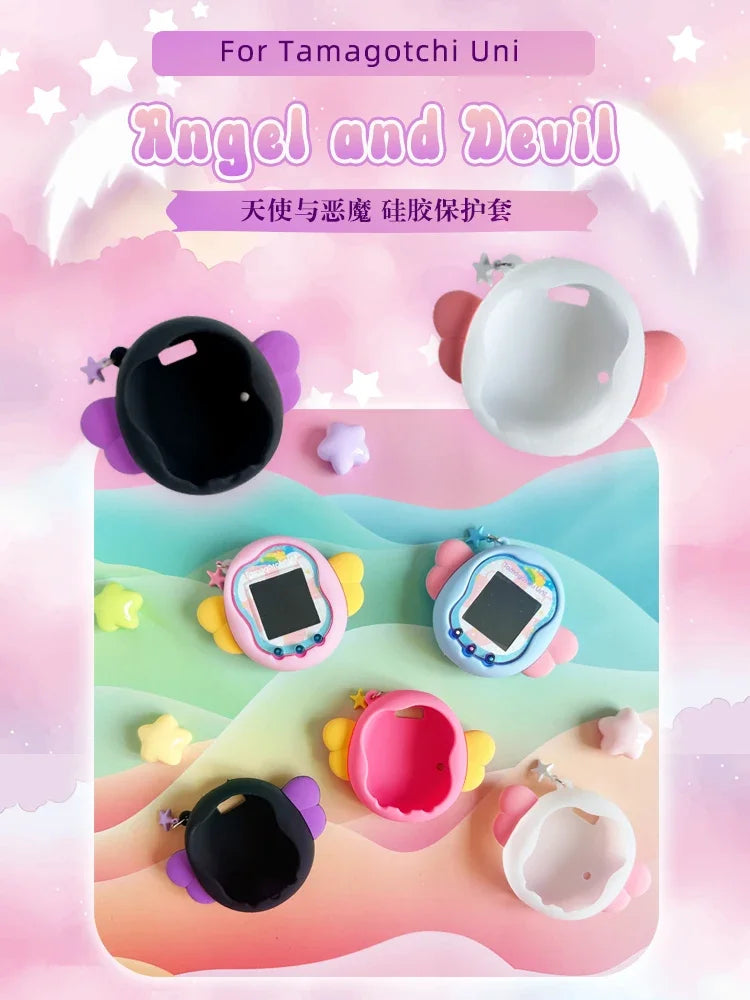 Tamagotchi Uni Electronic Pet Silicone Protective Cover Angel And Devil Cute Soft Cover Anti Drop Single Item Pendant Kid Gifts