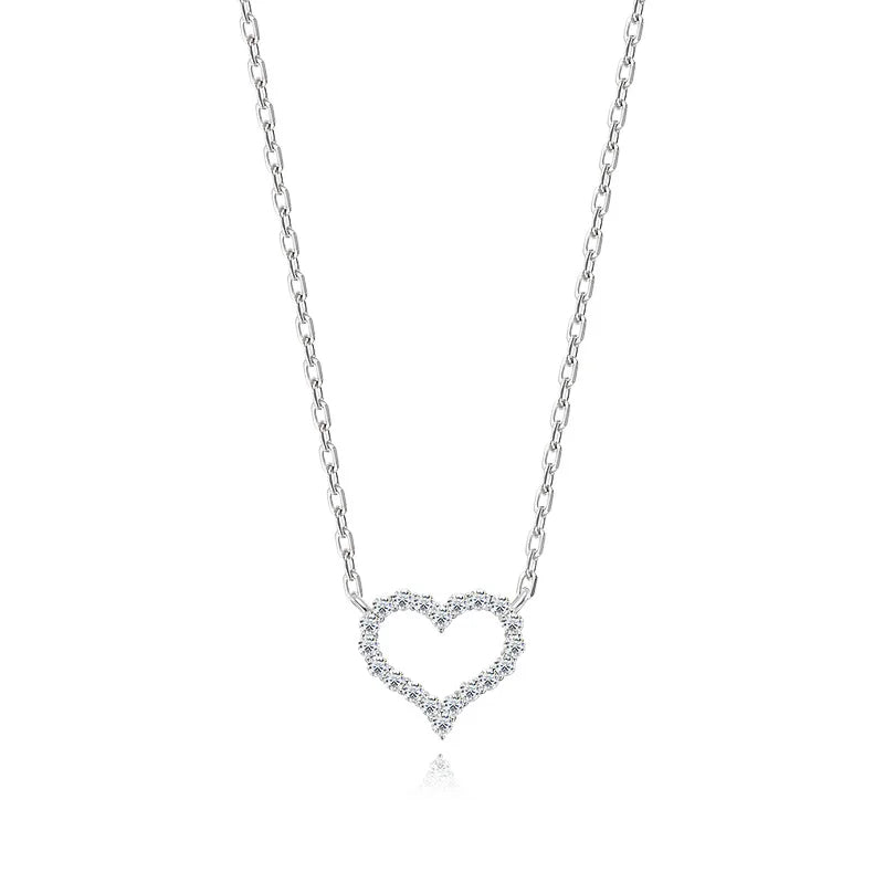 Smyoue 2CT Pass Tested Moissanite Heart Necklace for Women S925 Silver Plated Platinum Simulated Diamonds Pendant Birthday Gift