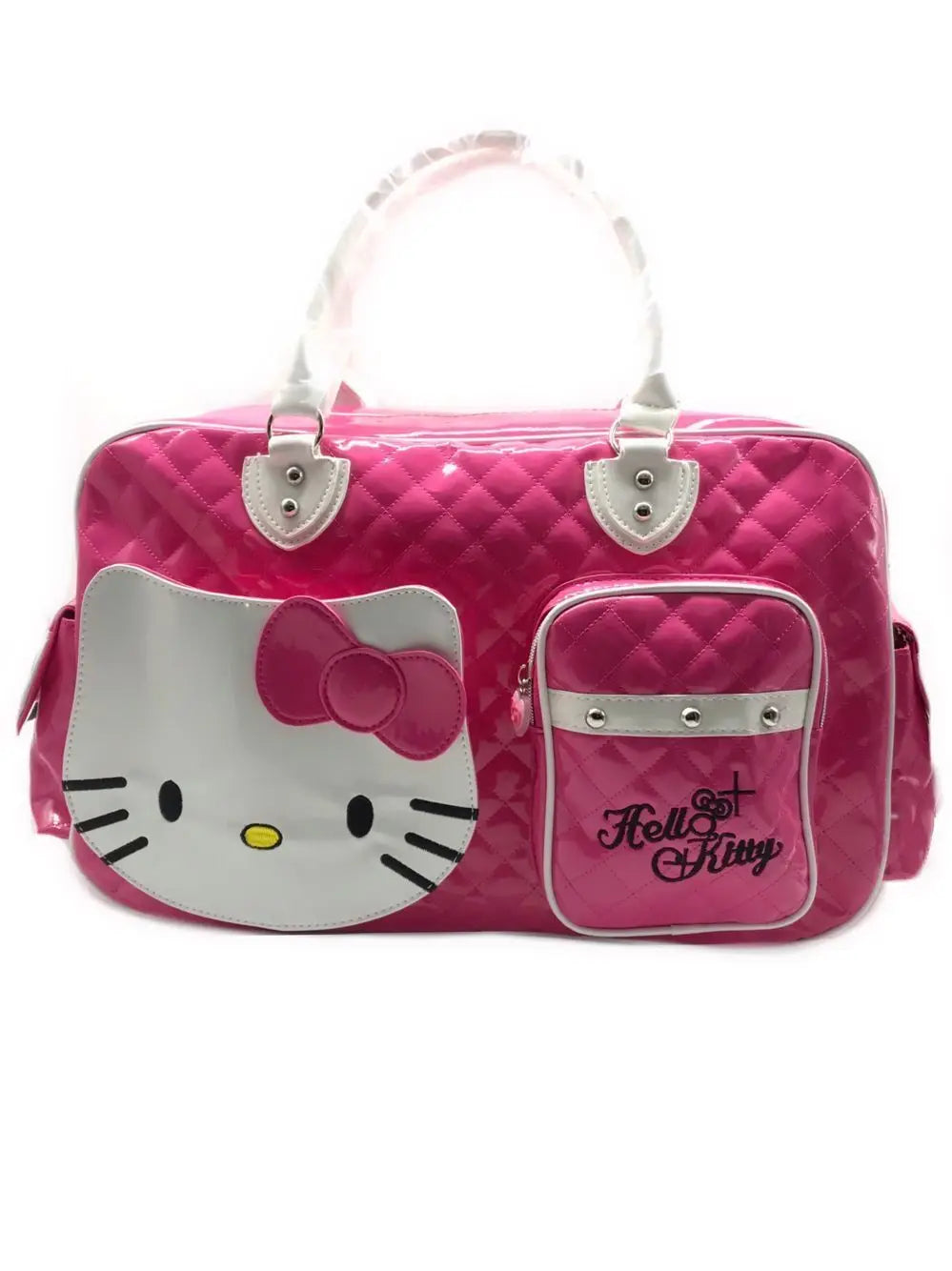 Hello Kitty Kawaii Sanrio Y2k High Capacity Handbag Messenger Bag Cartoon Pu Bright Surface Travel Bag Girls Fashion Travel Bag