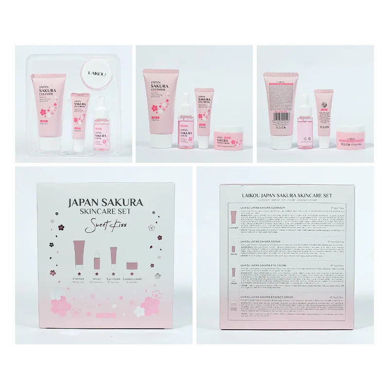 Facial Products Kit Sakura Skin Care Set Facial Cleanser Serum Face Cream Fade Dark Circles Eye Cream Korean Skincare Products