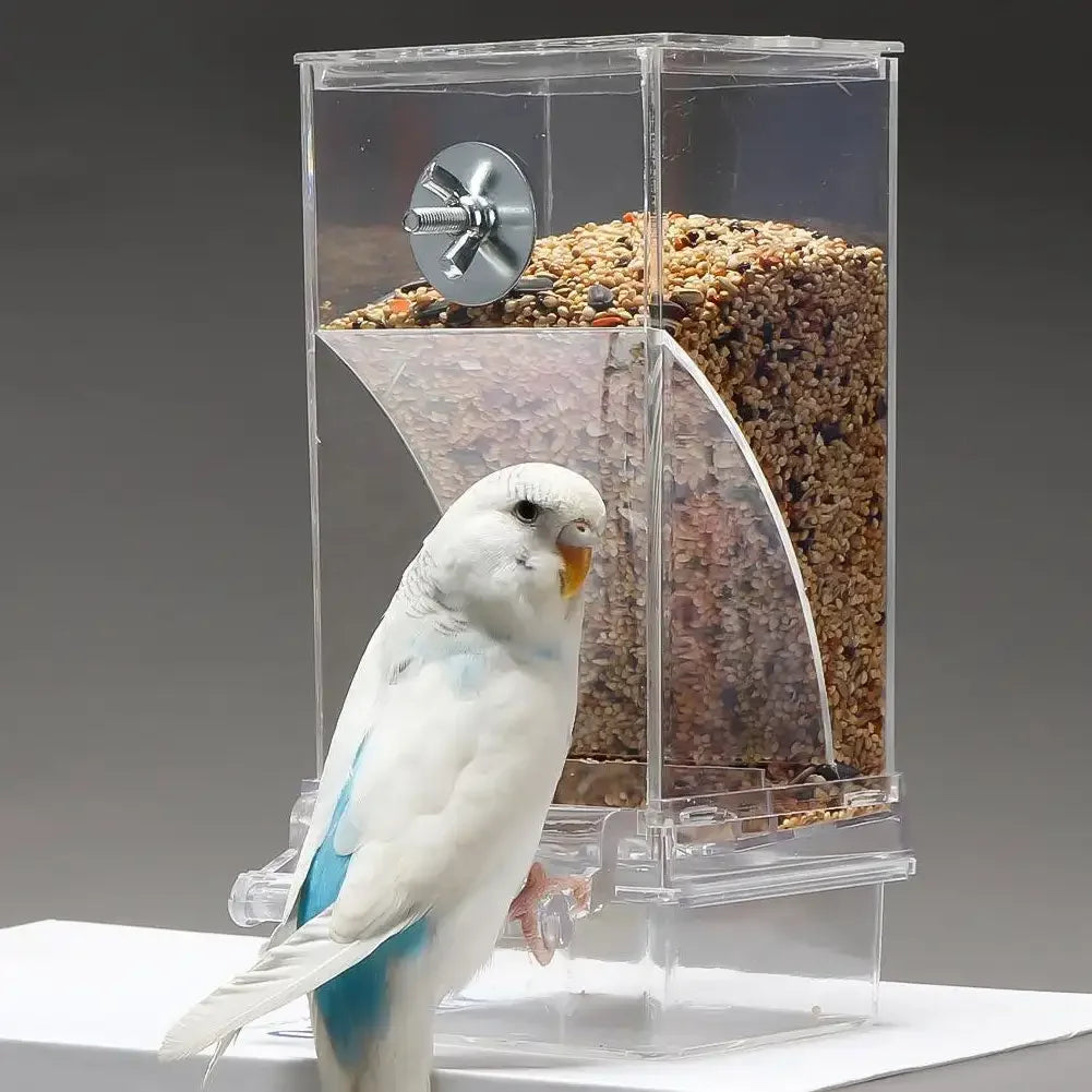 Automatic Bird Feeders No Mess Parrot Feeder Drinker Acrylic Seed Food Container Cage Accessories For Small And Medium Parakeets