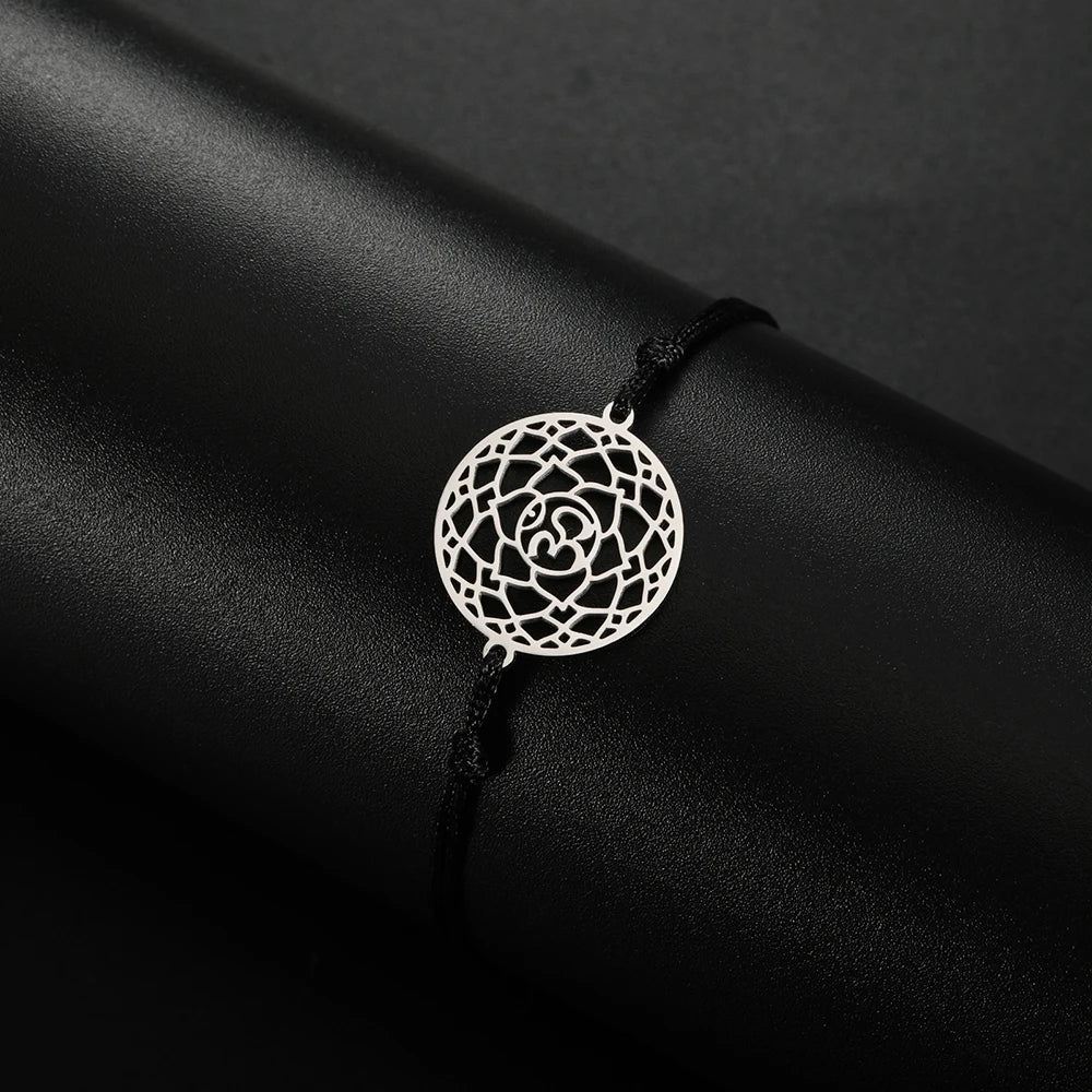 Dawapara OM Aum Symbol Adjustable Bracelet Chakra Hindu Yoga Spiritual Charm Lucky Amulet Stainless Steel Jewelry