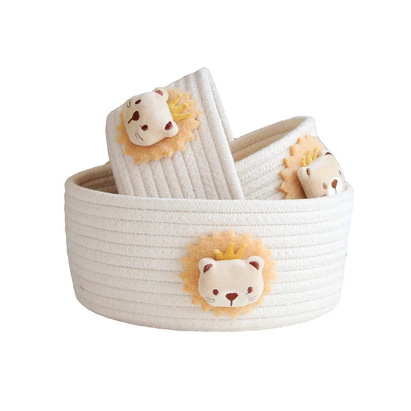 Cotton Rope Woven Storage Basket LuanQI Cartoon Animals Children's Toy Organizer Handmade Desktop Storage Candy Clothes Toys Box