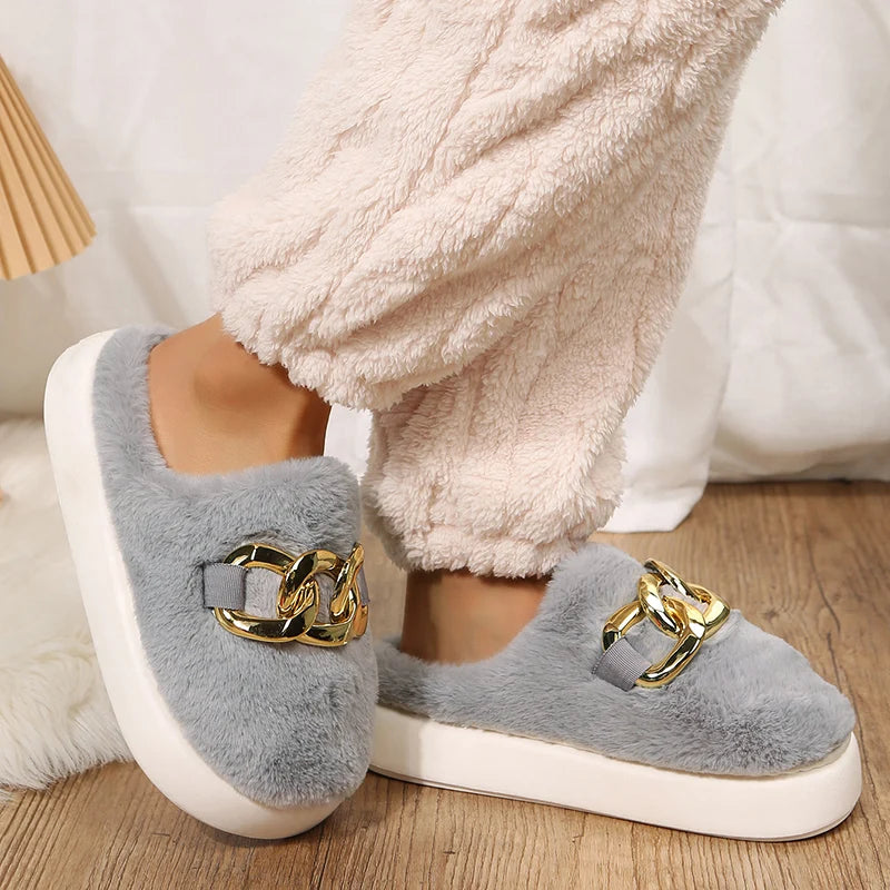 White Bunny Slippers For Home Kawaii Shoes Women Rabbit Fluffy Slippers Winter Indoor Sandals Woman Platform Bootie Slipper New