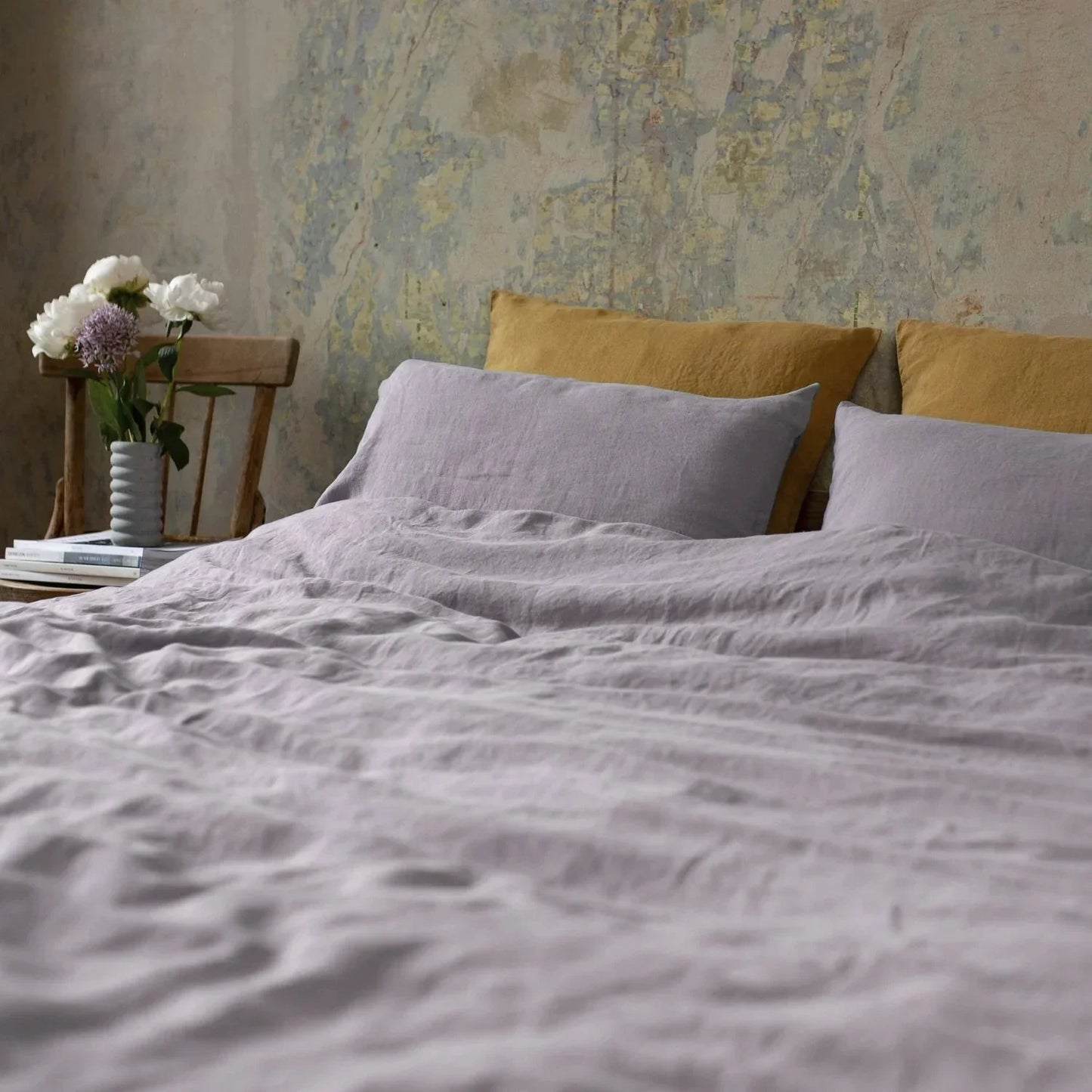 Custom Solid Color Summer Cool 4 Piece Bed Sheet and Duvet Set Nordic white bedding For Hotel Naked Sleeping Han Linen 4 PCS Set