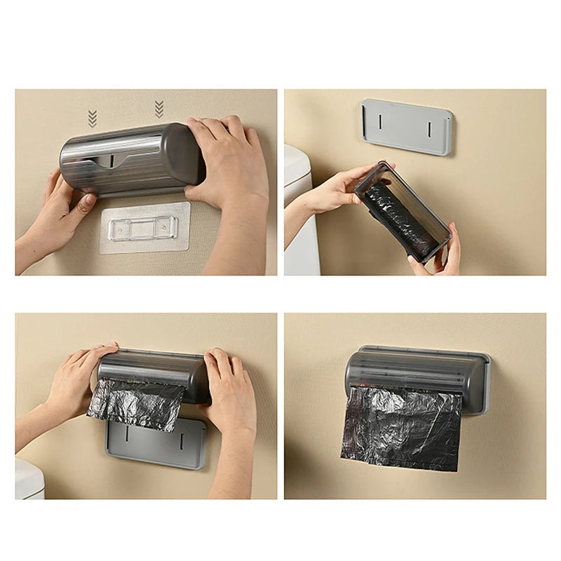 Trash Bags Storage Box Wall Mounted Kitchen Bathroom Plastic Garbage Bag Container Dispenser Home Storage Trash Bags Holder