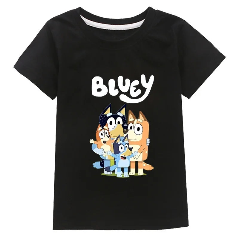 Moose New Bluey Family Summer Short-Sleeved T-Shirt Fashionable Children'S Clothing Boys And Girl Clothes Short-Sleeved T-Shirt