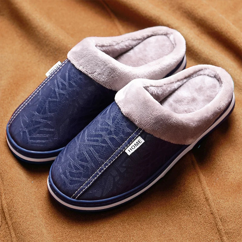 Water Repellent Home Slippers Soft Cozy House Slippers Anti-skid Slip-on Shoes Indoor For Men Winter Shoes