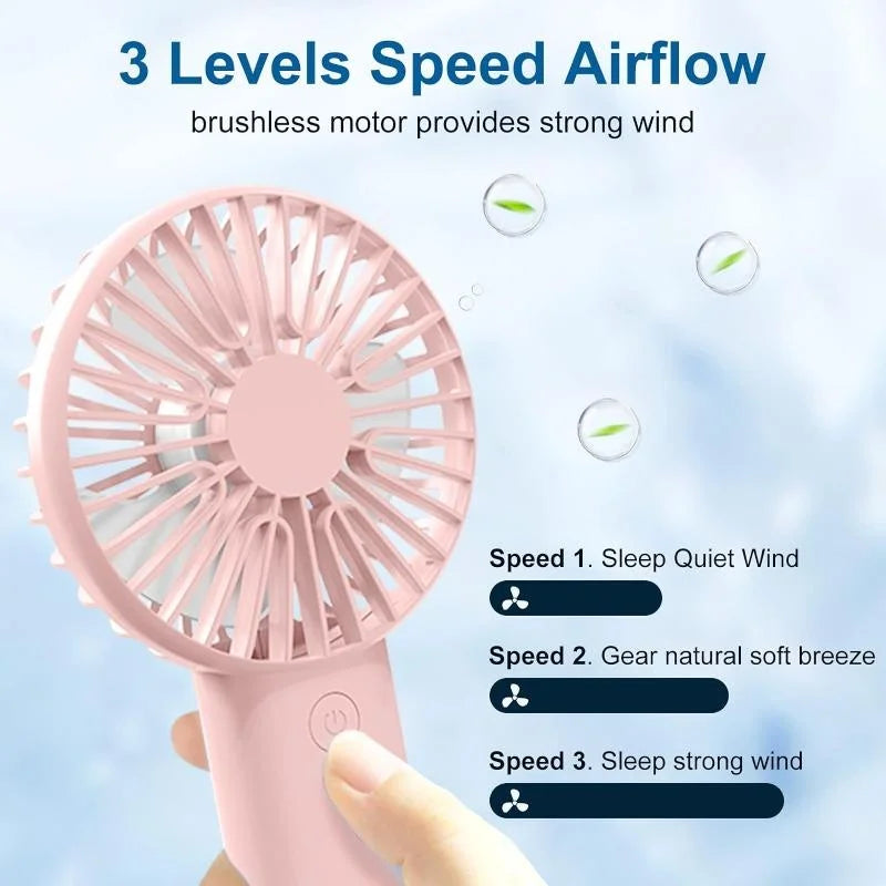 Handheld Fan Rechargeable Portable Mini USB Fan 3 Speed Mini Fan with Phone Holder