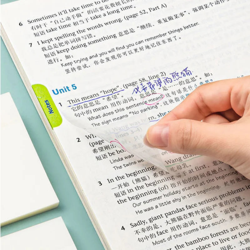 50Sheets/pcs Transparent Memo Pad Waterproof Sticky Note Pad Self-adhesive Notepad Stationery Memo Pad Marker Label