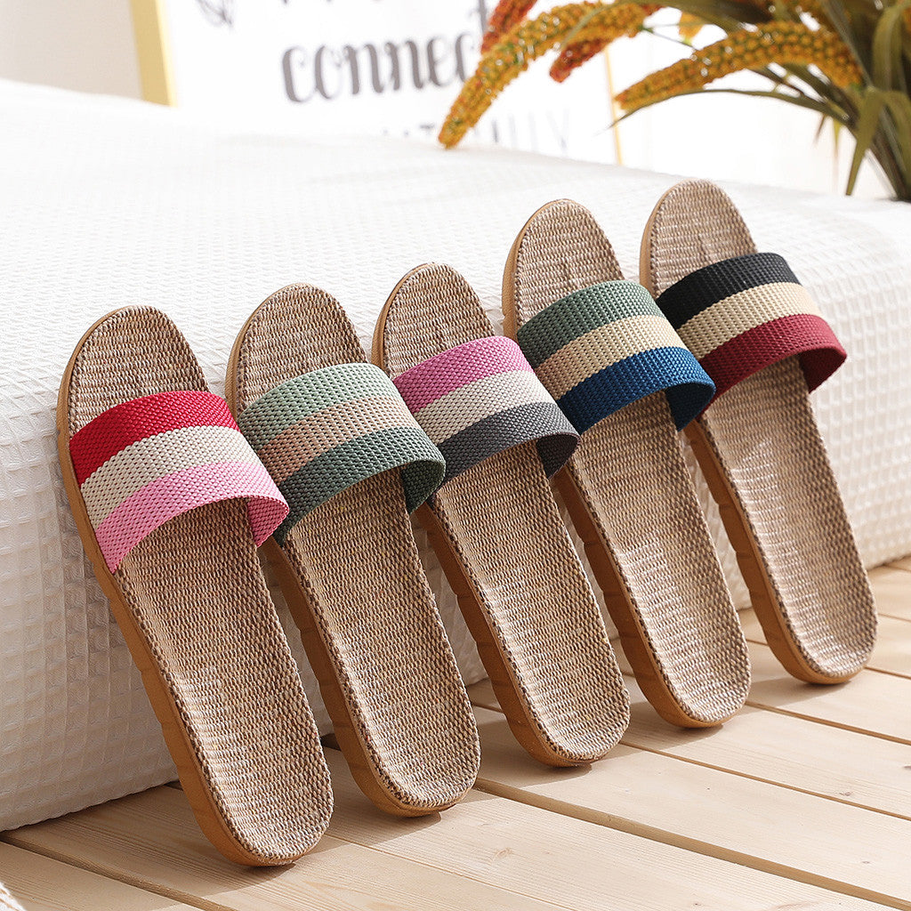 36-45 Plus Size Women's Slippers Flat Flax Sandals Linen Lightweight Casual Summer Slippers Women For Home Beach Slides