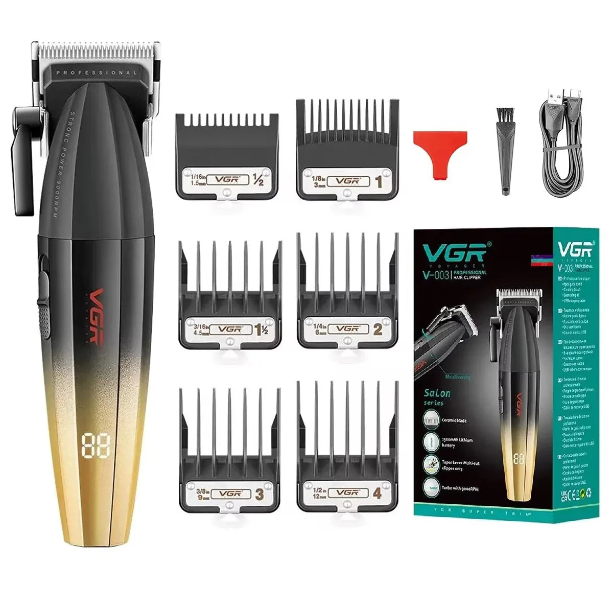 VGR Combo Kit Hair Trimmer Barber Professional Hair Cutting Machine Electric Hair Clipper Beard Haircut Trimer For Men V-640